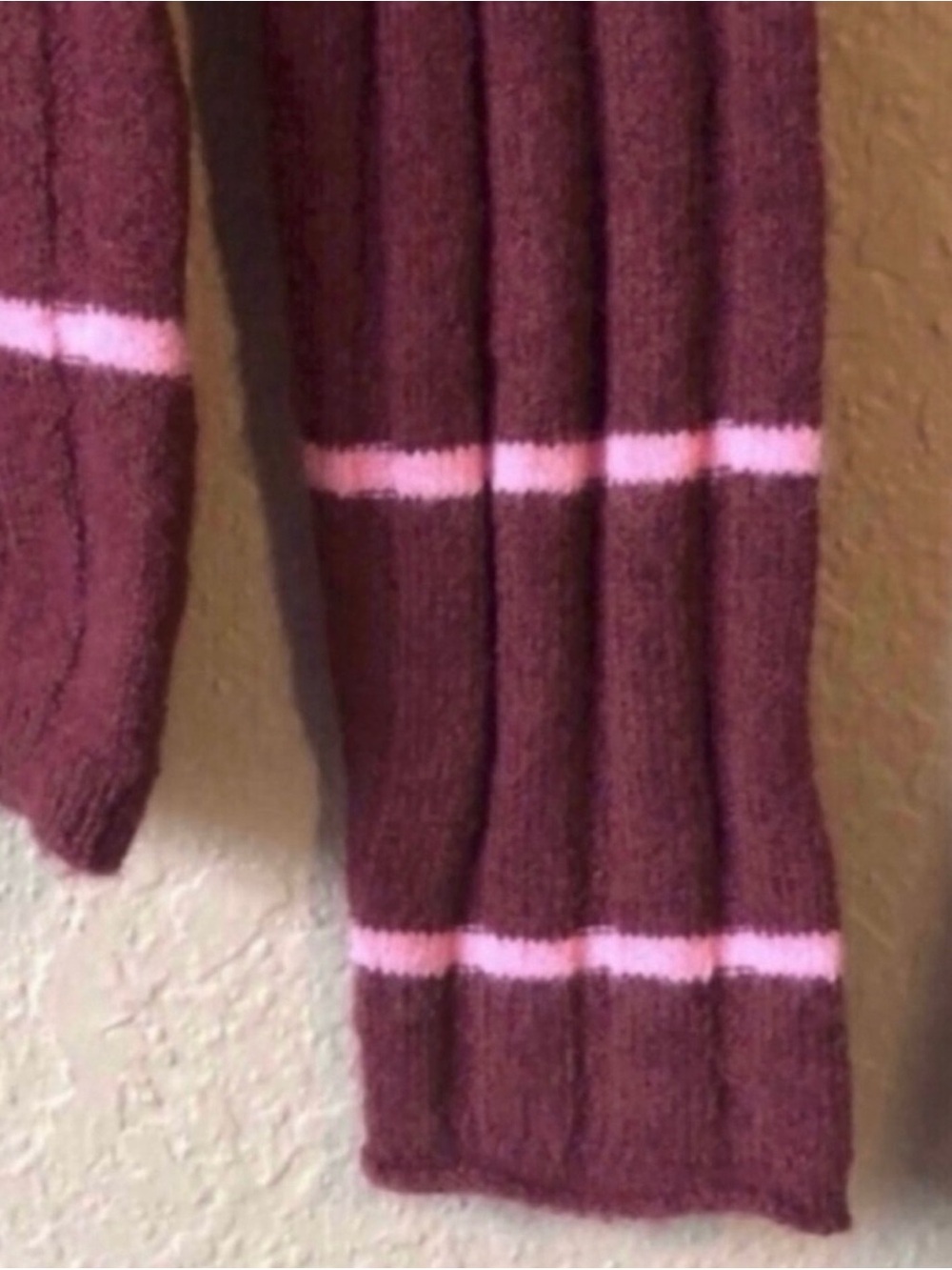 New Madewell Sweater Women’s Burgundy & Pink Stipe Mock neck Casual Knit Sz XS - Picture 10 of 11